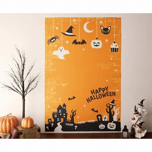 ★57-100-66-1 バックグラウンドシート ハロウィンレンガ145x220cm