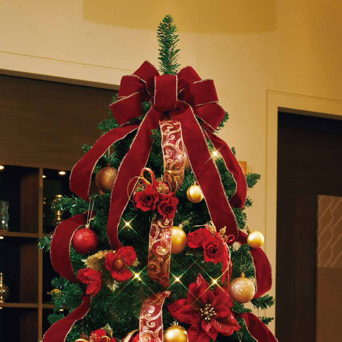 ★58-7-1-1 クリスマスツリーセット クリスマスレッド 高さ150cm