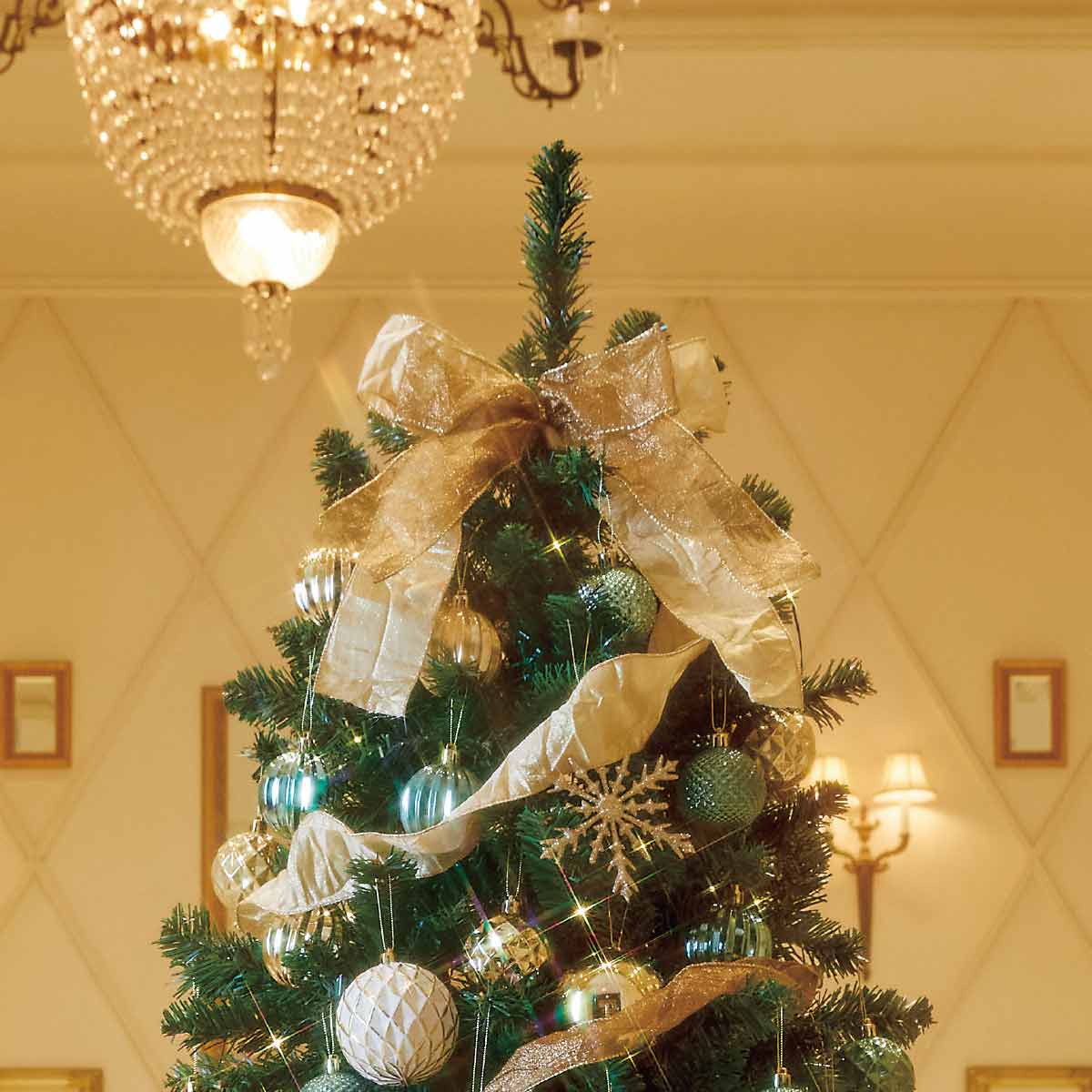 ★58-8-2-4 クリスマスツリーセット ゴールドグリーン高さ240cm