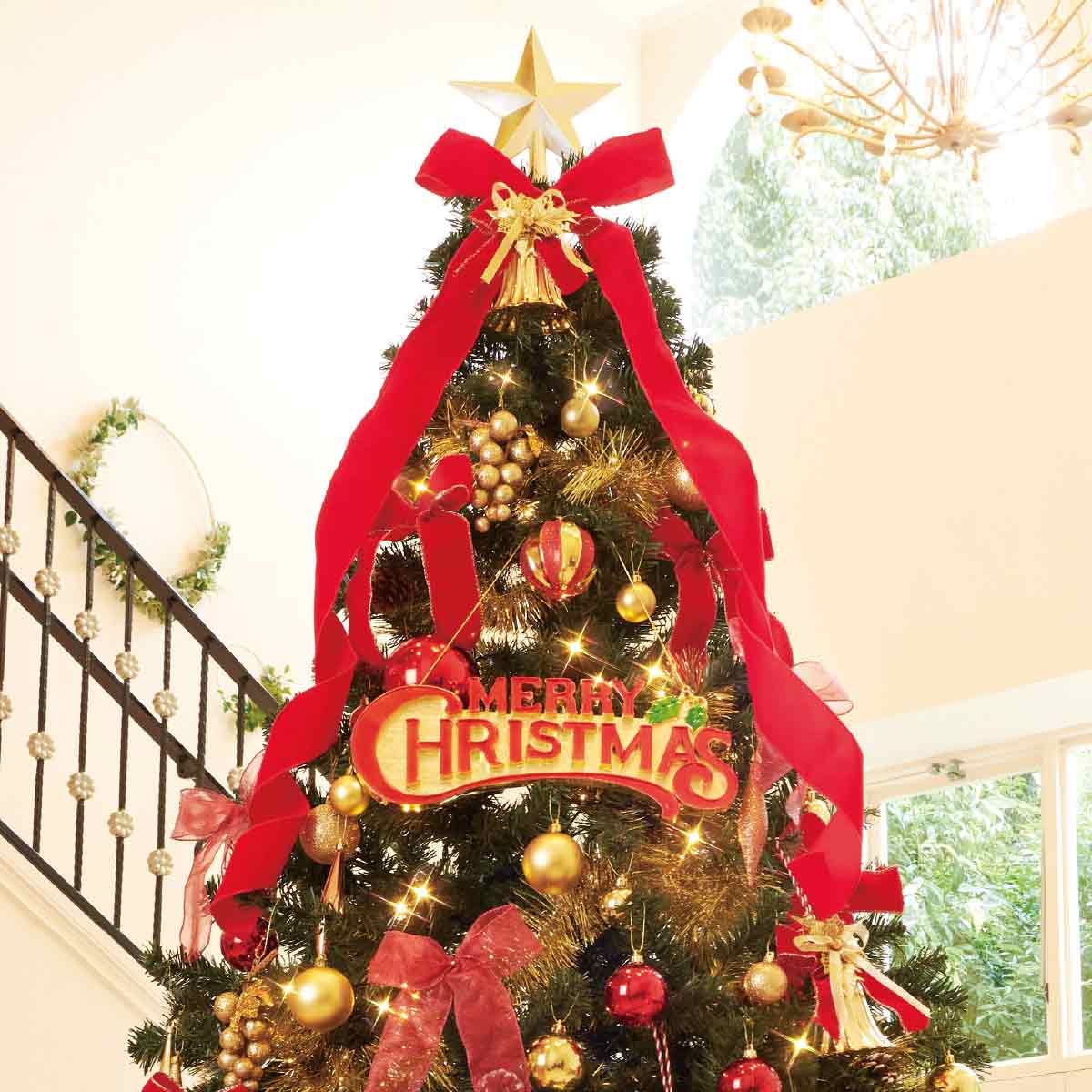 ★58-11-2-1 デラックスクリスマスツリーセット レッド高さ240×幅145cm