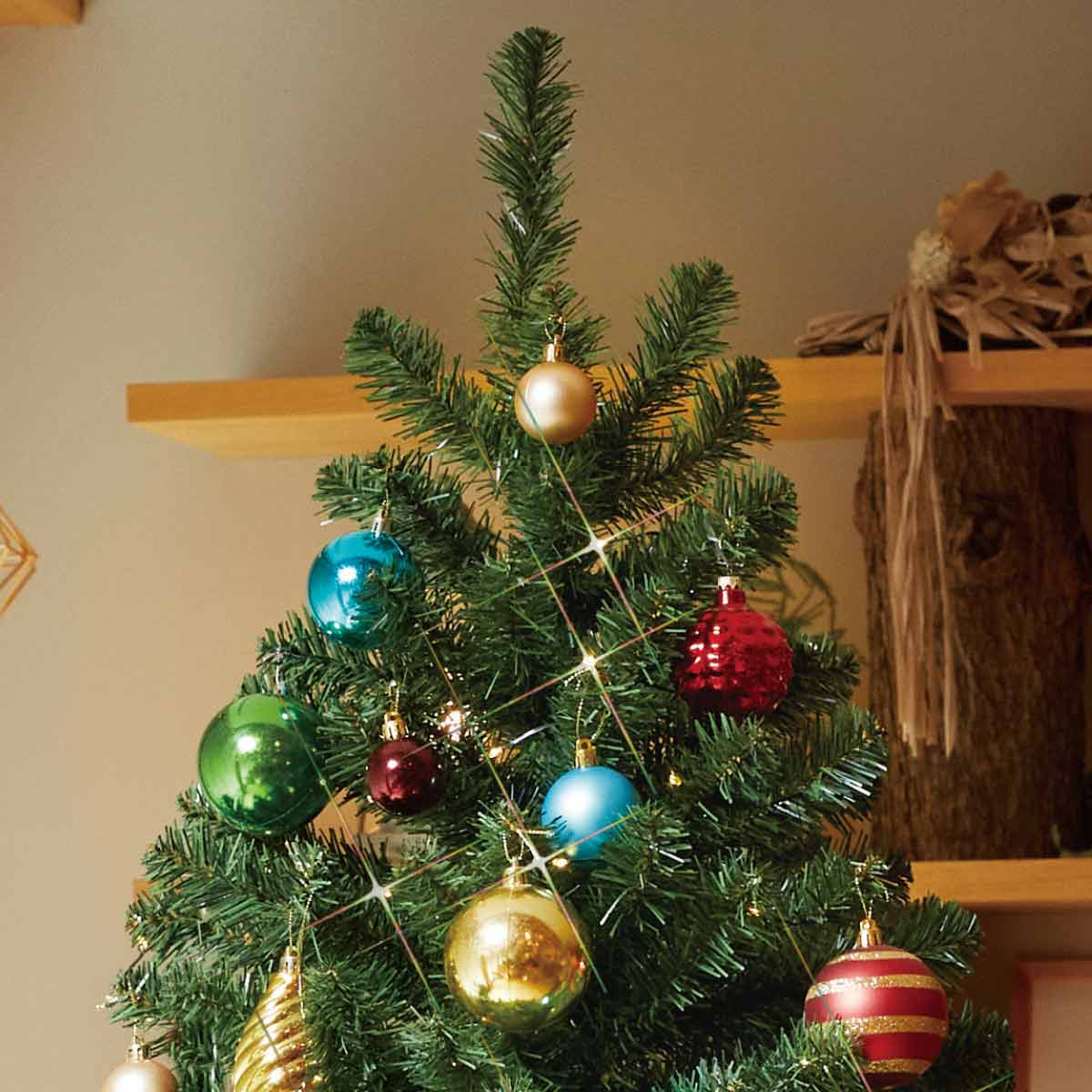 ★58-13-3-4 ウッドポットクリスマスツリーセット カラフル高さ240×幅130cm