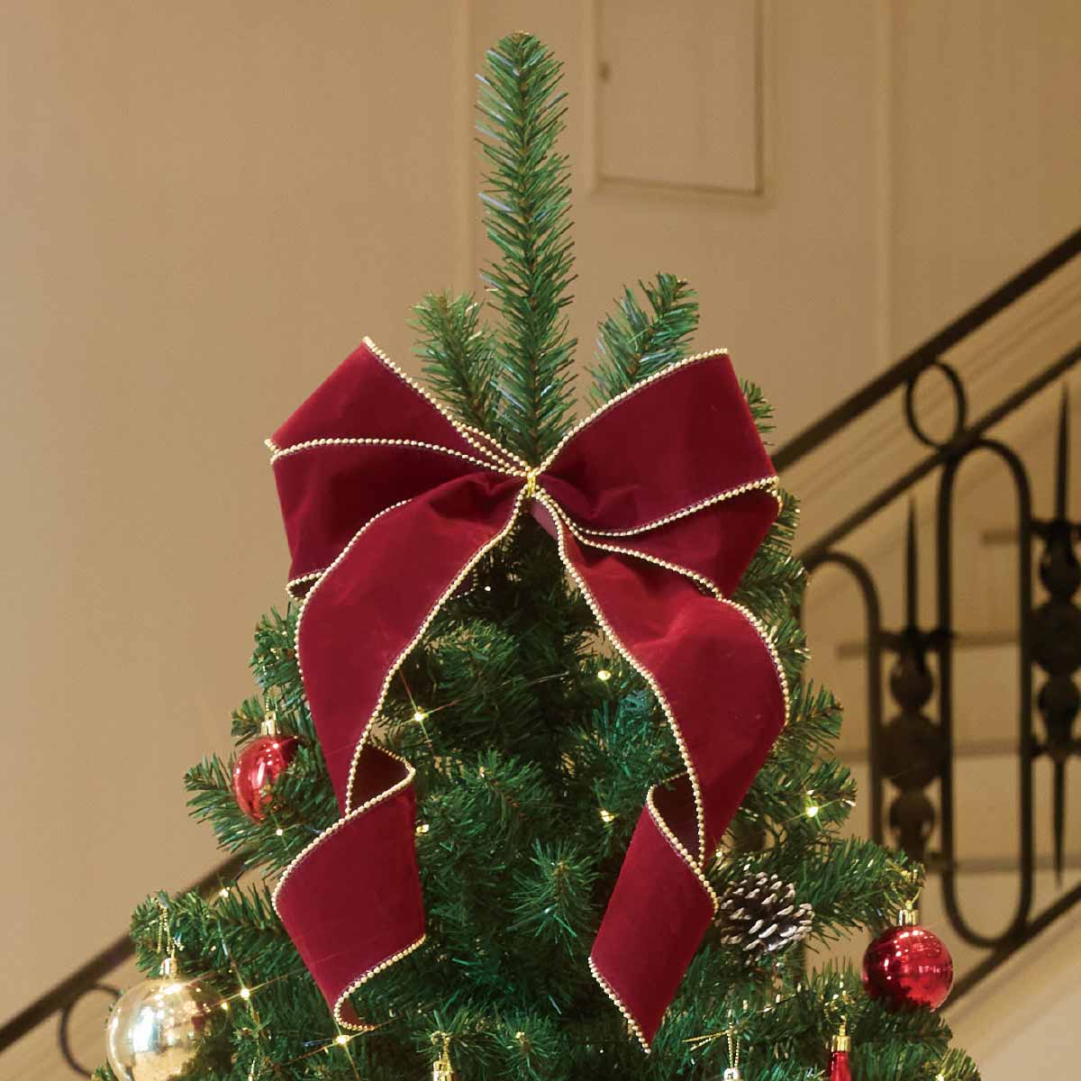 ★58-17-3-3 ラグジュアリークリスマスツリーセット レッド高さ240×幅130cm