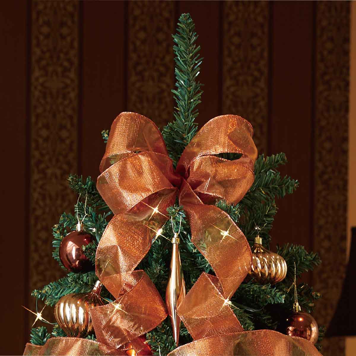 ★58-18-1-3 ゴージャスクリスマスツリーセット コパーゴールド高さ240×幅132cm