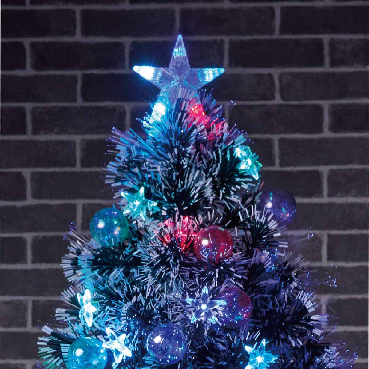 ★58-21-1-3 スノーチップスターボールファイバークリスマスツリー高さ180×幅85cm