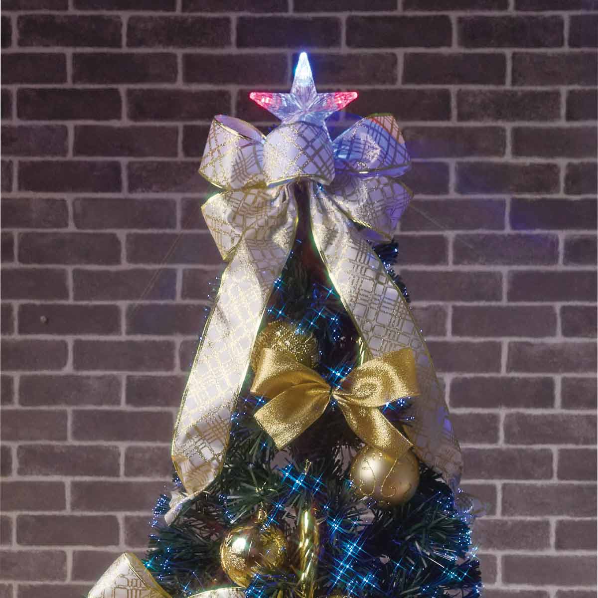 ★58-21-3-2 デコレーションファイバークリスマスツリーセット ゴールド高さ180×幅85cm