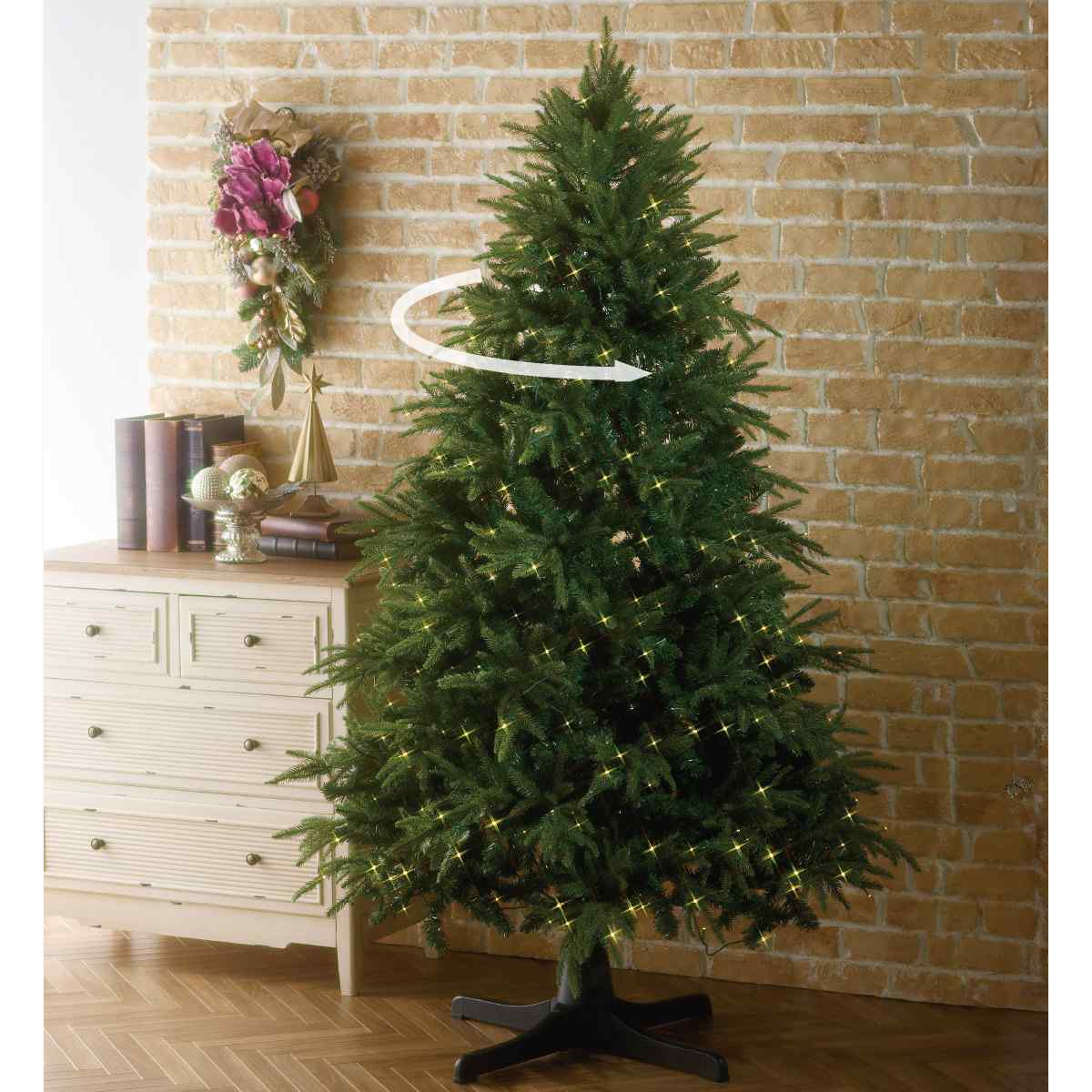 ★58-32-4-1 ライト付き回転クリスマスツリー高さ150×幅132cm