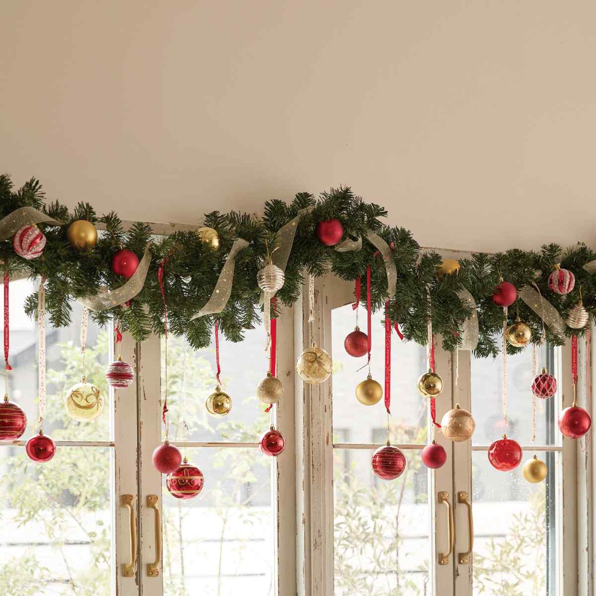 ★58-35-1-2 12個 オーナメントボール6cmレッドライン