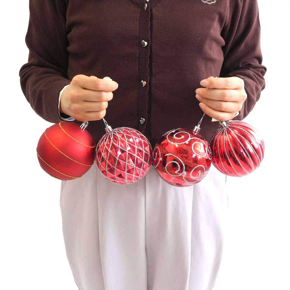 ★58-35-4-1 12個 オーナメントボール 10cmレッド