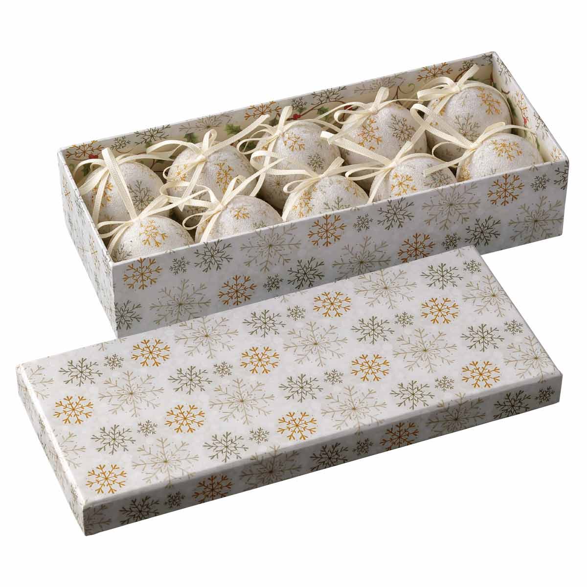 ★58-37-3-1 10個 スノーフレーク ビーズ オーナメントボール5cm