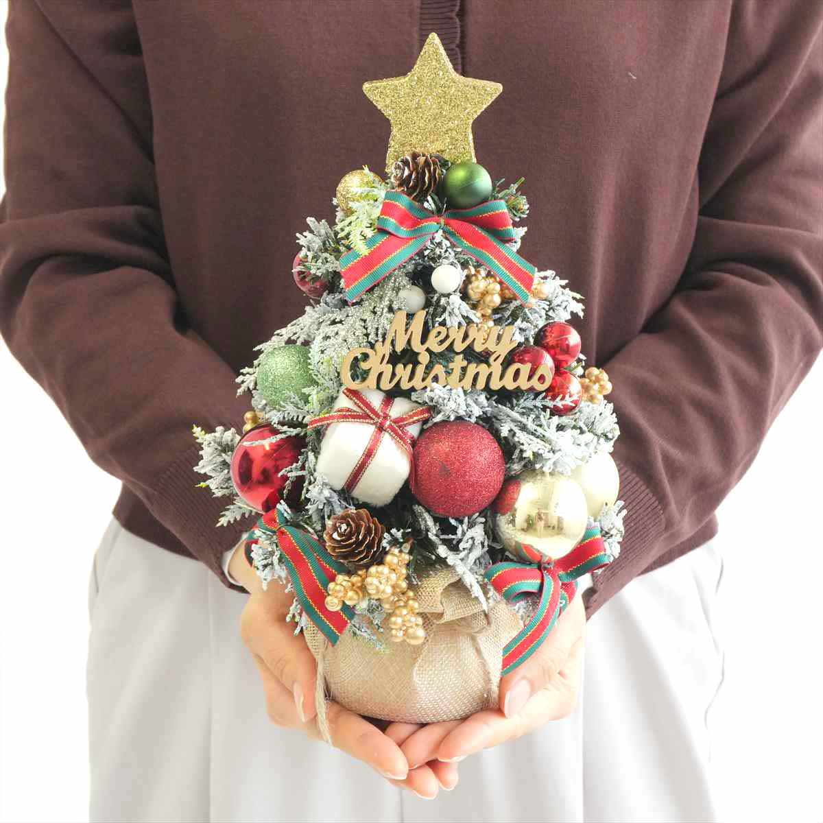 ★58-42-4-1 卓上ミニツリー レッド&グリーン