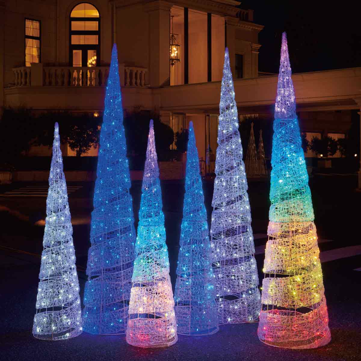 ★58-77-2-3 LEDスパイラルライト クリスマスツリー210cm レインボー