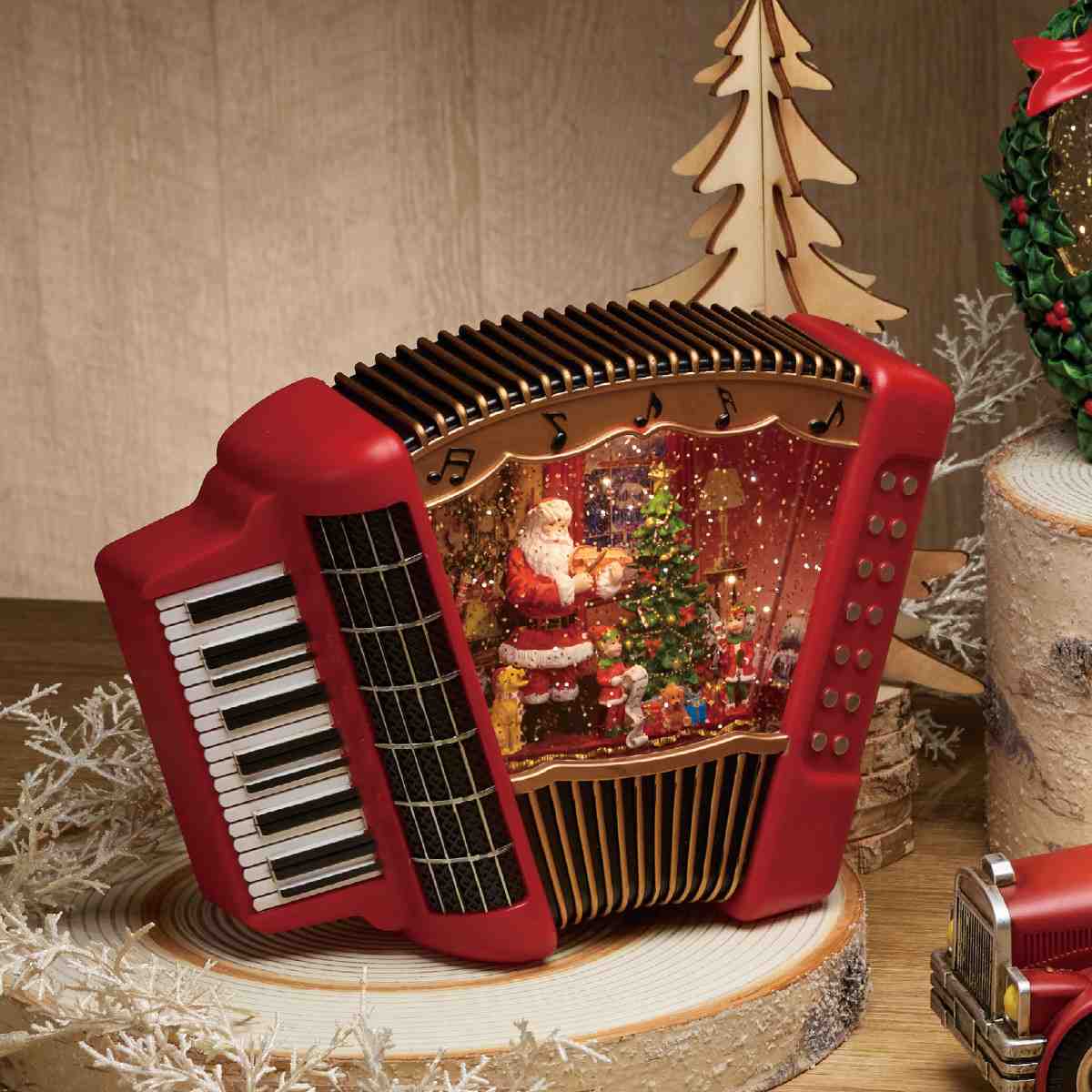 ★58-93-1-1 LEDスノーイングライト アコーディオンサンタ