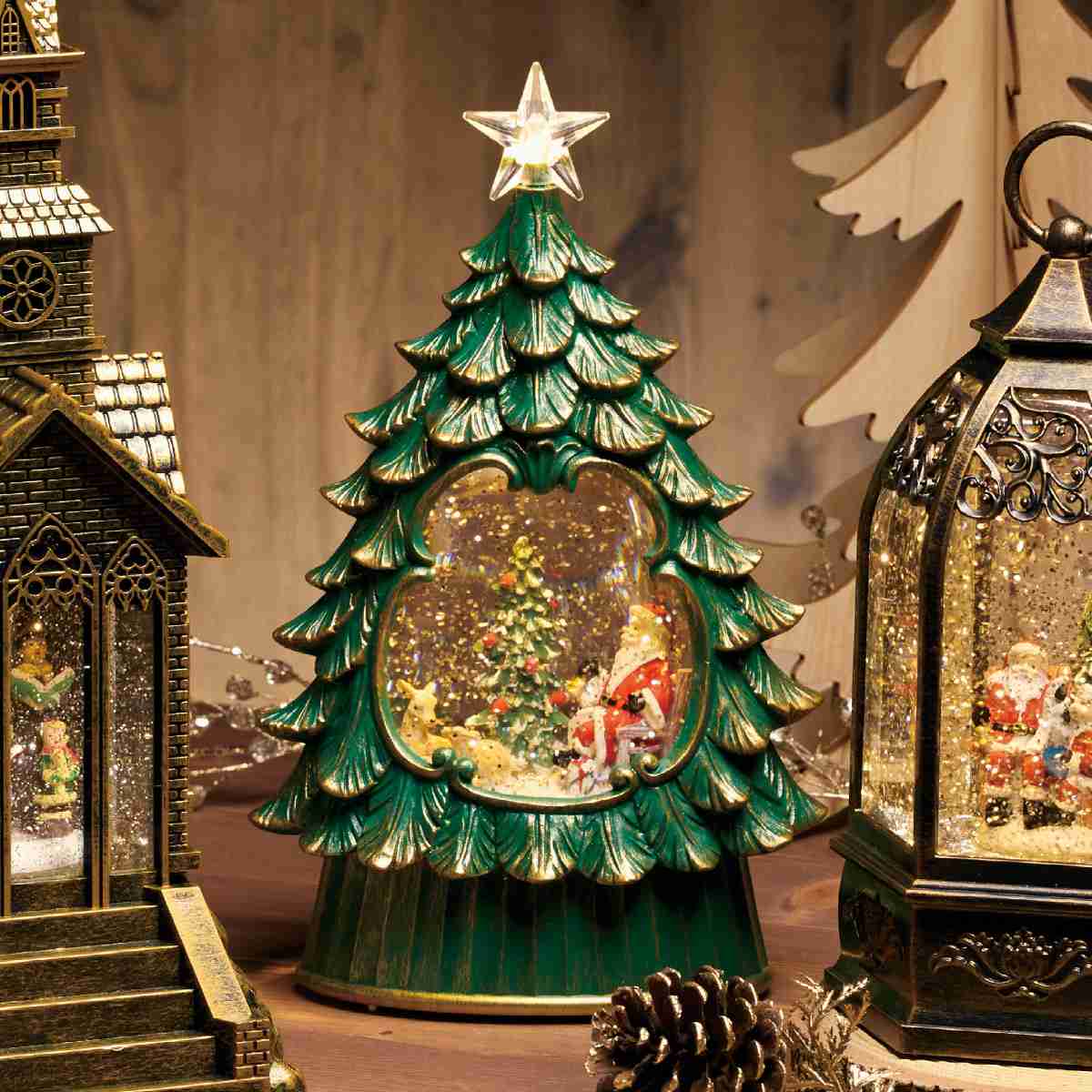 ★58-93-5-1 LEDスノーイングライト クリスマスツリーサンタ