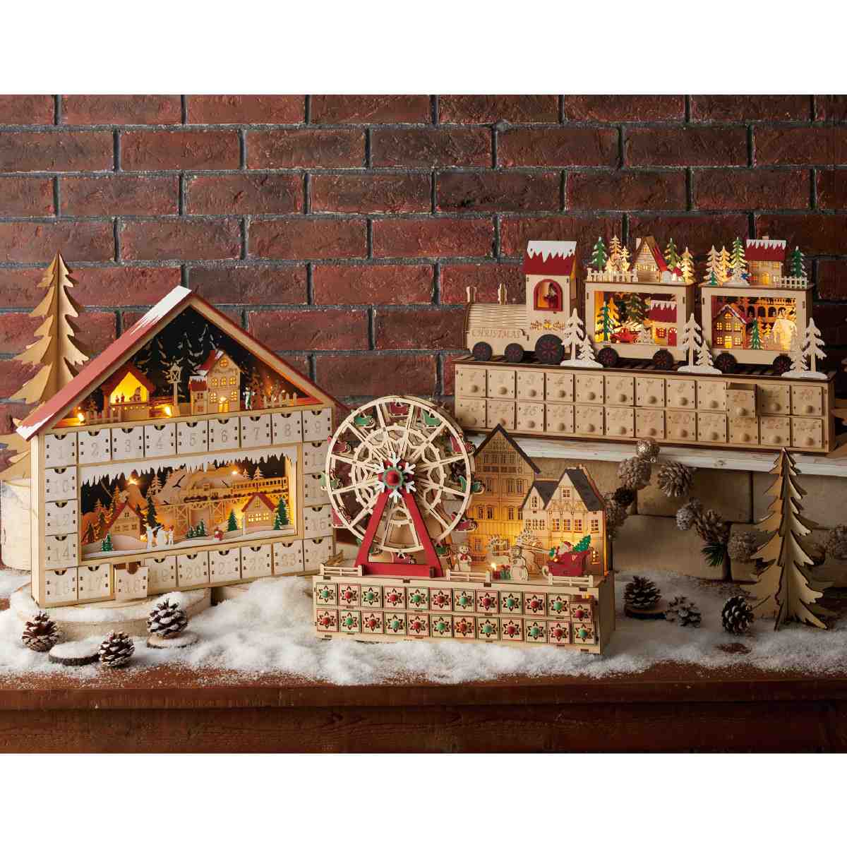 ★58-97-1-1 LED木製アドベントカレンダー ハウス