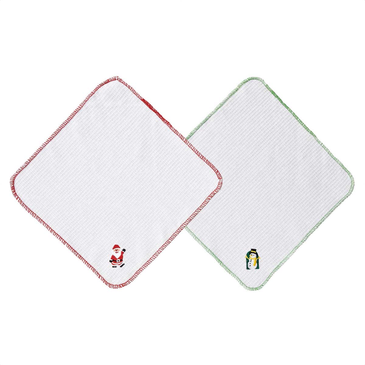 ★58-138-5-1 96セット クリスマス刺しゅうキッチンクロス(2枚組)