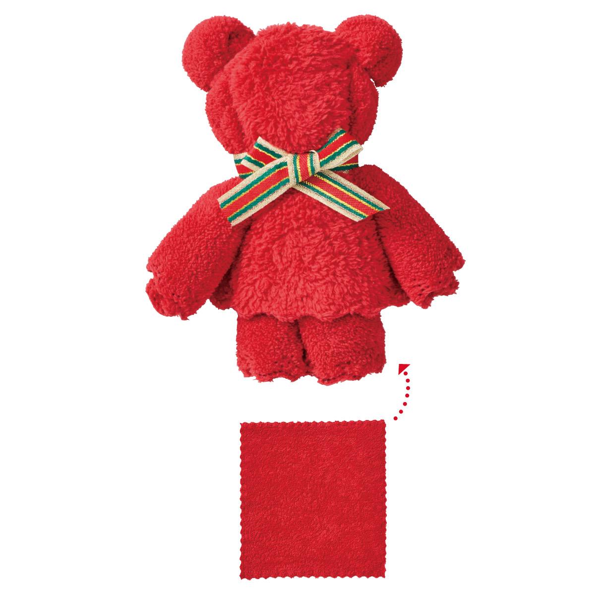 ★58-139-8-1 100個 クリスマスふんわりベアタオルハンカチ