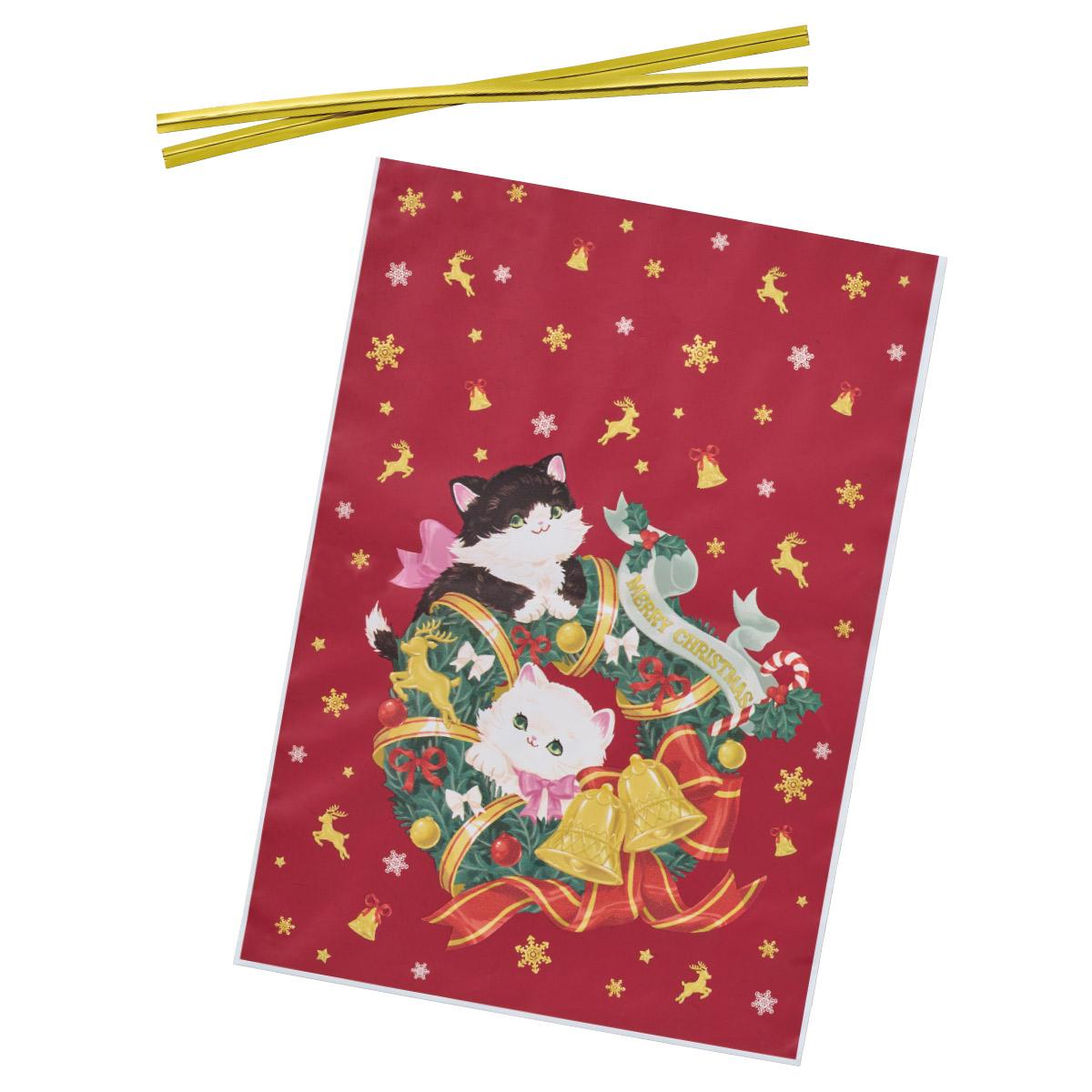 ★58-143-6-1 20枚 ギフトバッグ ヴィンテージキャット 幅26×高さ37cm