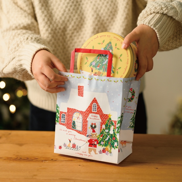 ★58-145-4-1 50枚 手提げ紙袋 クリスマスベアラー幅18×奥行10×高さ22cm