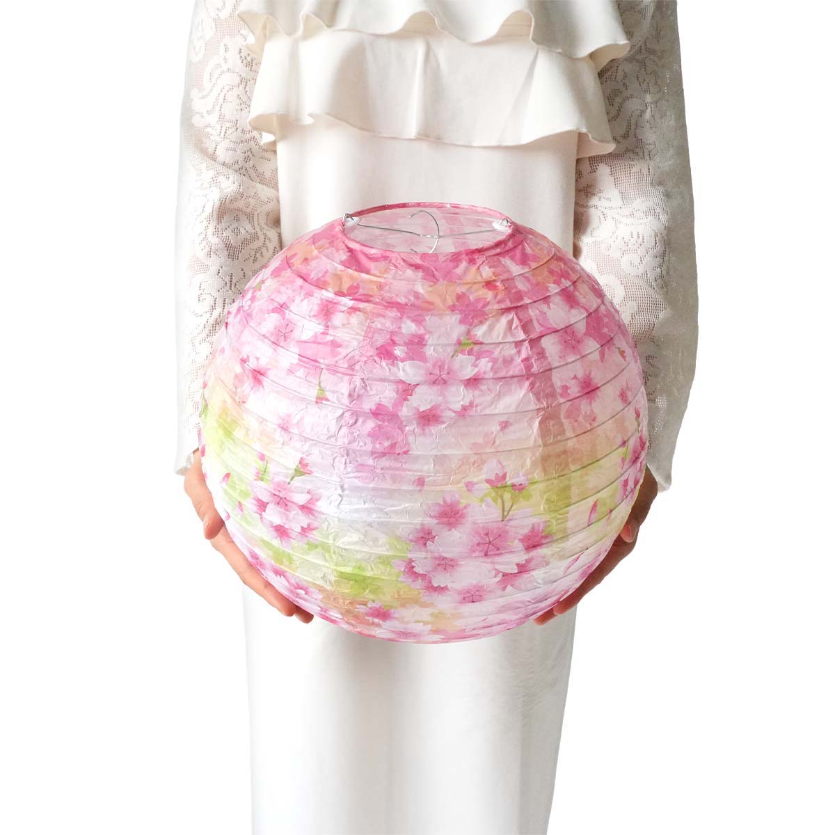 ★53-2-2-2 紙製ちょうちんピンク(白桜)