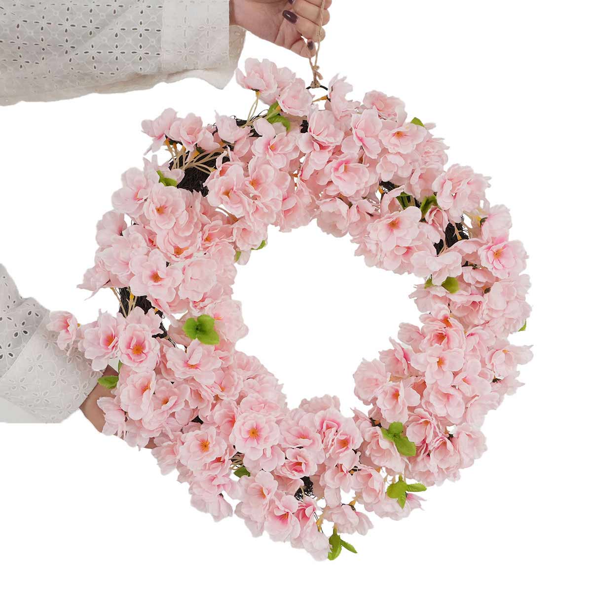 ★53-4-4-1 さくら造花リース48cm