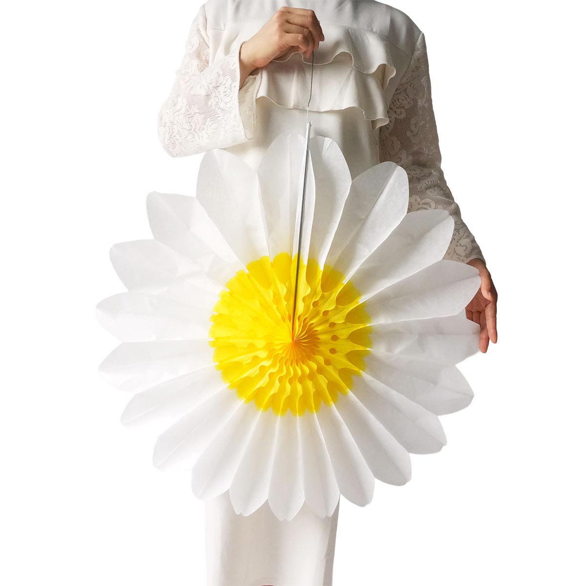 ★53-14-1-1 ハニカムフラワーファン67cm(ホワイト)