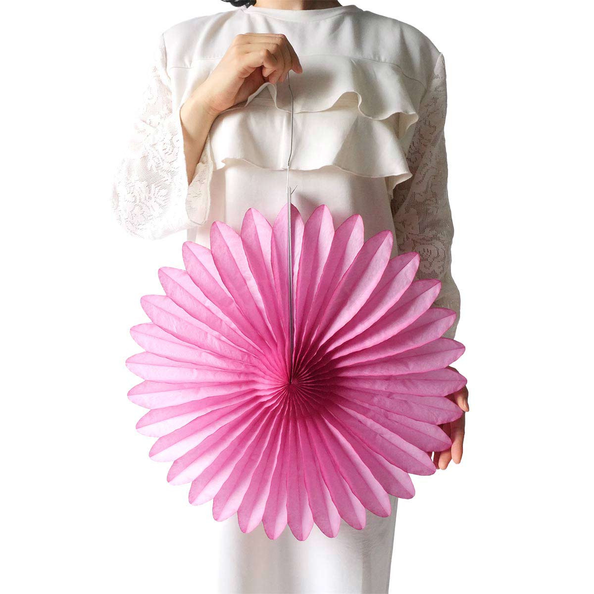 ★53-14-2-2 ハニカムラウンドペーパーファン44cm(ピンク)