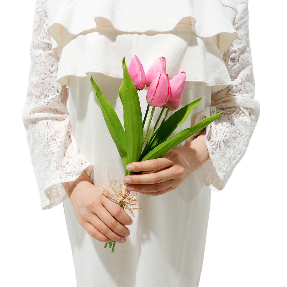 ★53-16-5-1 3束 チューリップ造花バンドルセット38cm(ピンク)