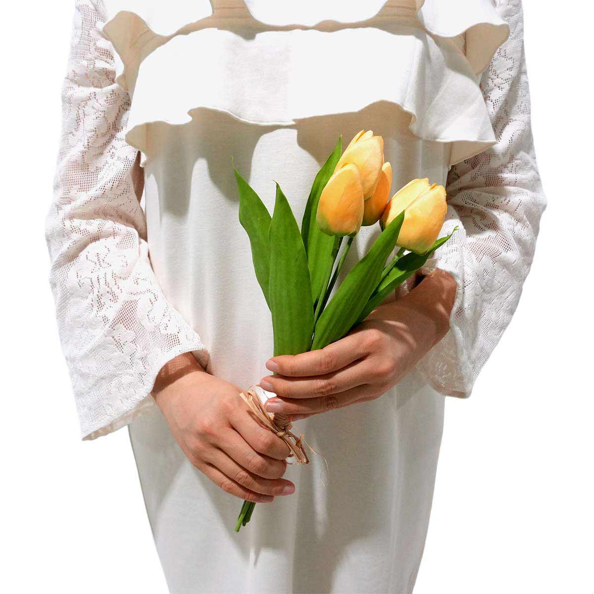★53-16-5-3 3束 チューリップ造花バンドルセット38cm(イエロー)