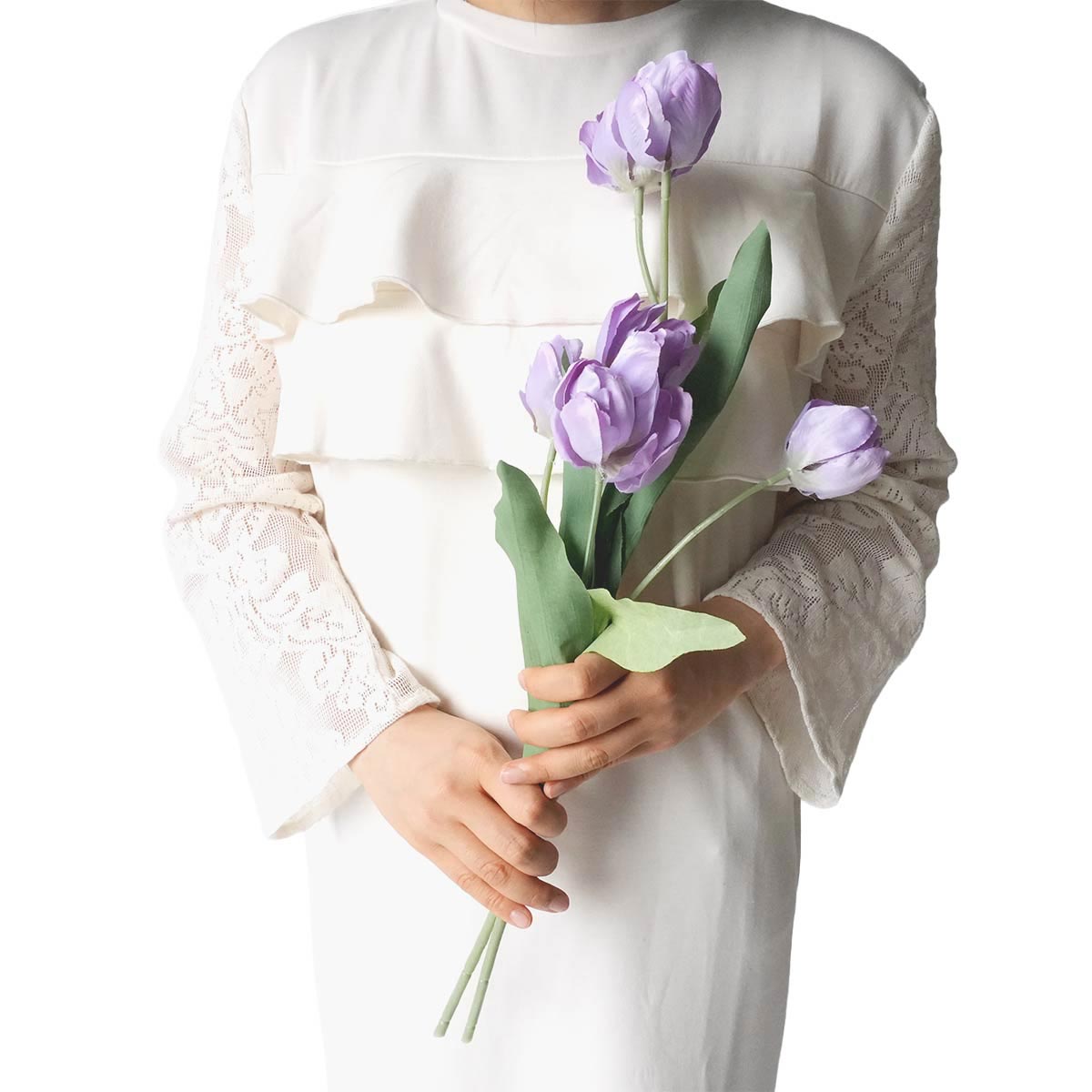 ★53-16-6-4 6本 エレナチューリップ造花スプレーセット50cm(ライトラベンダー)