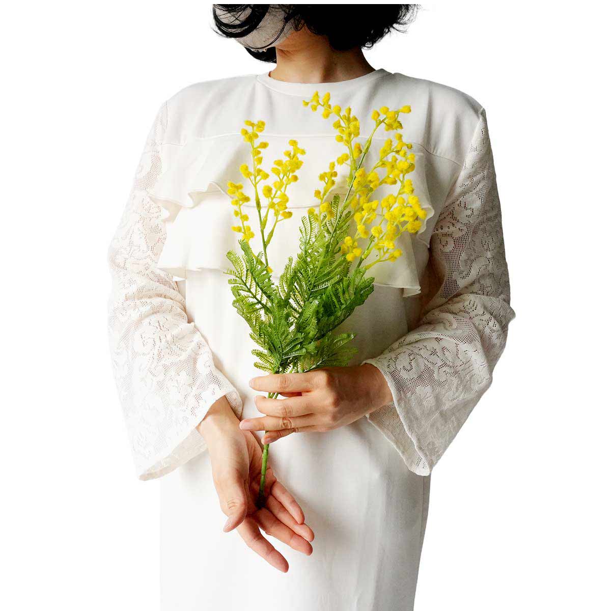 ★53-17-10-1 3本 ミモザ造花ブッシュセット 47cm