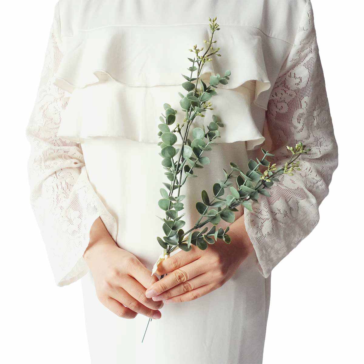 ★53-18-3-2 ケイティユーカリ造花バンドル38cm(グリーン)