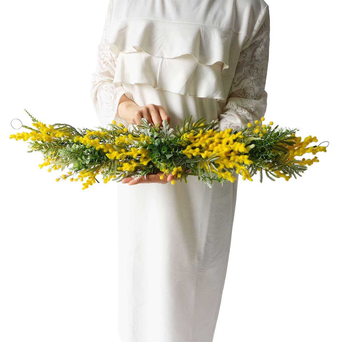 ★53-18-5-1 ミモザ造花ワイドスワッグ