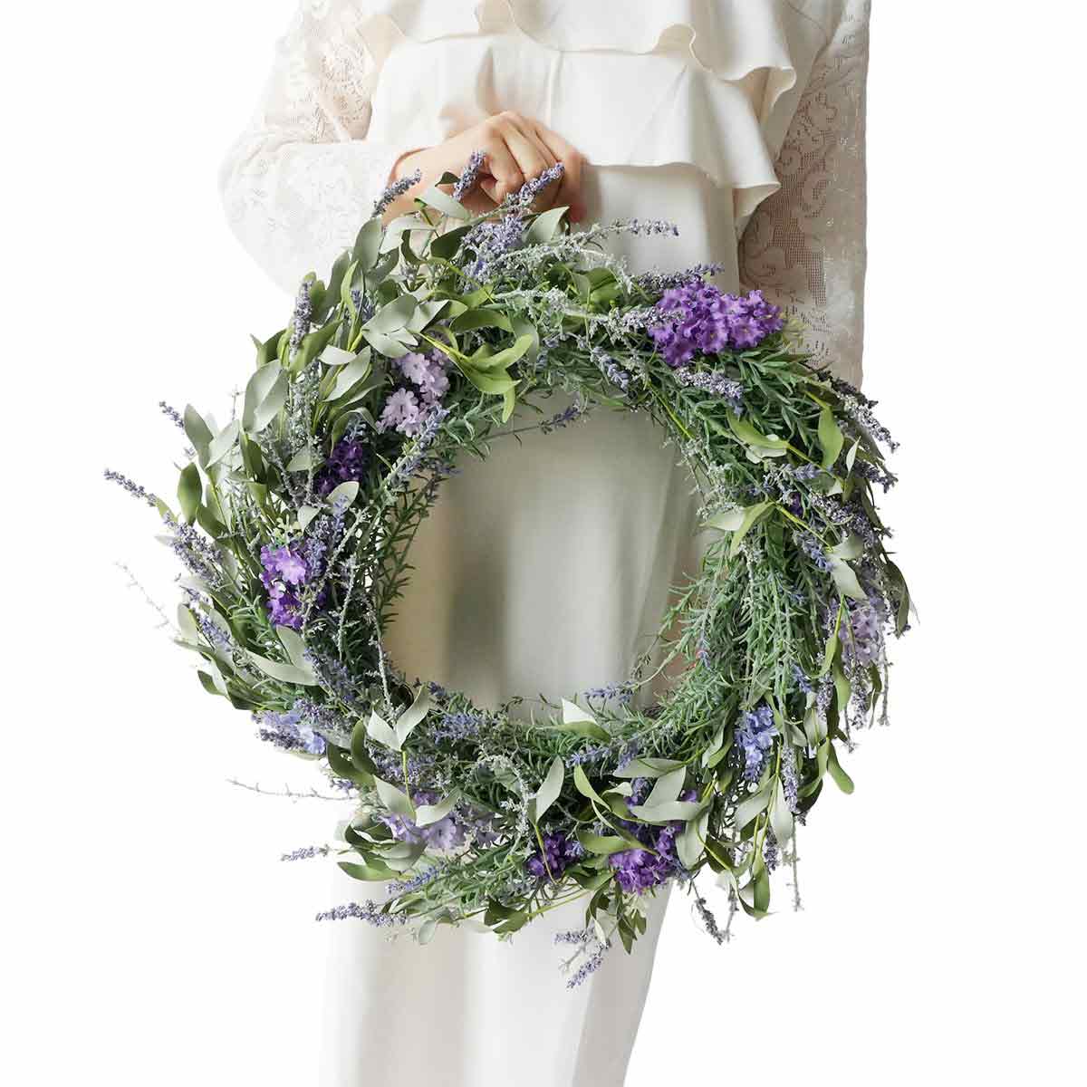 ★53-20-8-2 フラワー造花リース(パープル)