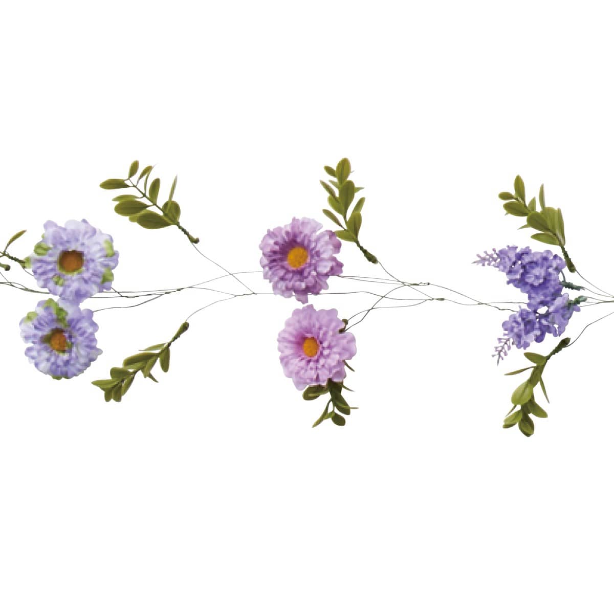 ★53-20-9-4 2本 フラワー造花ガーランドセット(パープル)