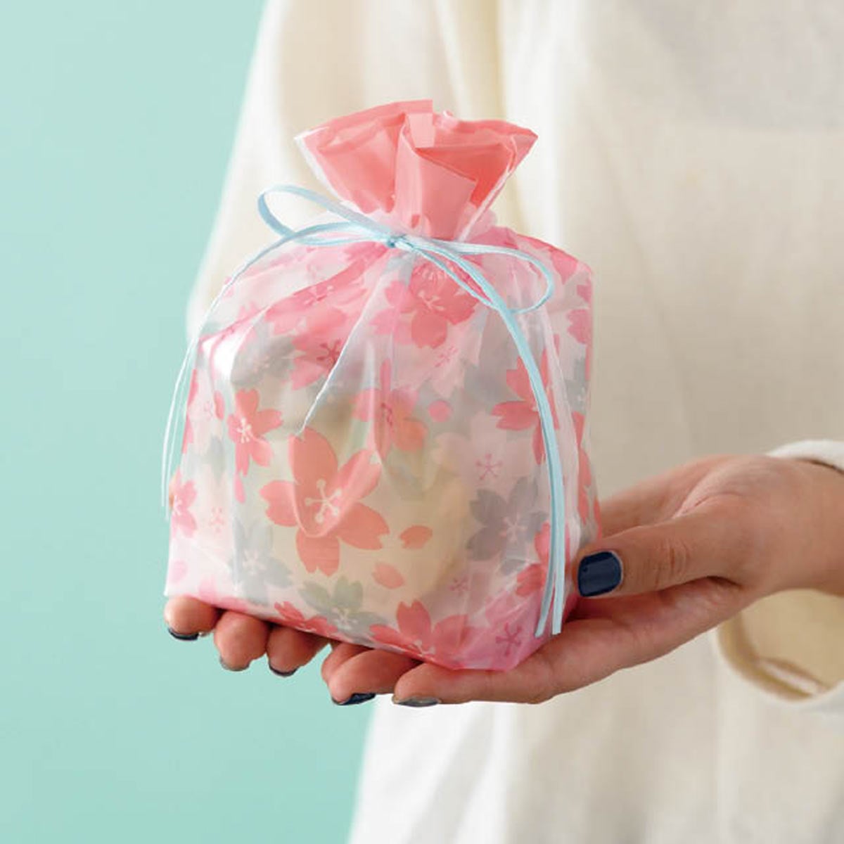 ★53-27-3-1 フロスト巾着バッグ さくら