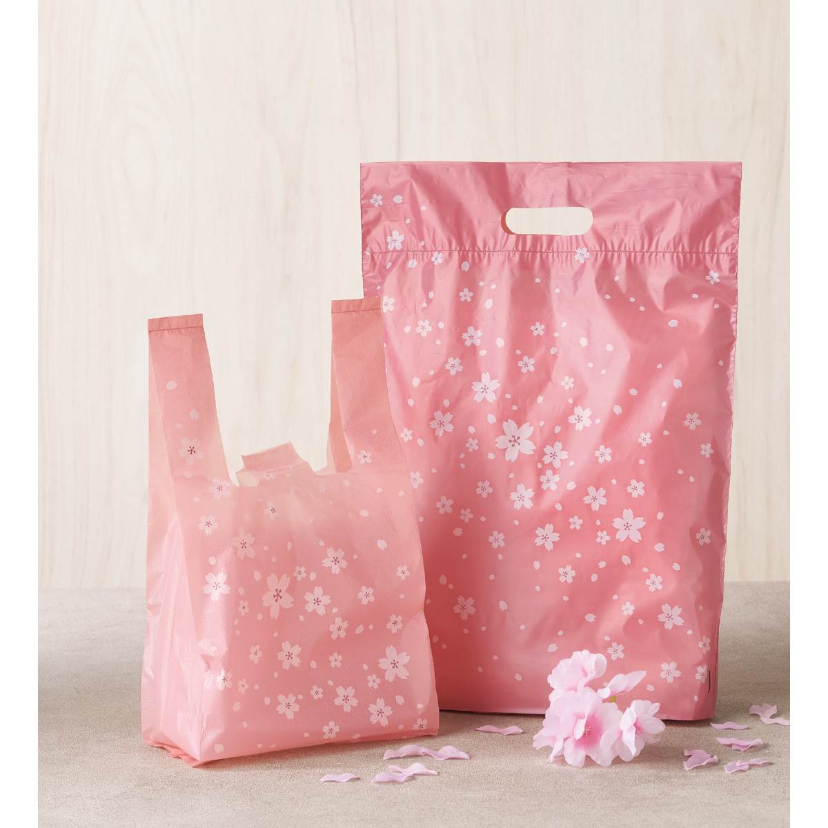 ★53-27-14-1 100枚 ポリバッグ さくら(28×38×底マチ6cm)