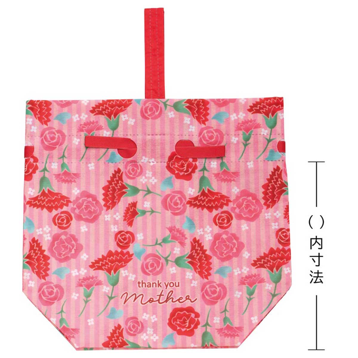 ★53-50-3-1 20枚 手提げ巾着 母の日カーネーション