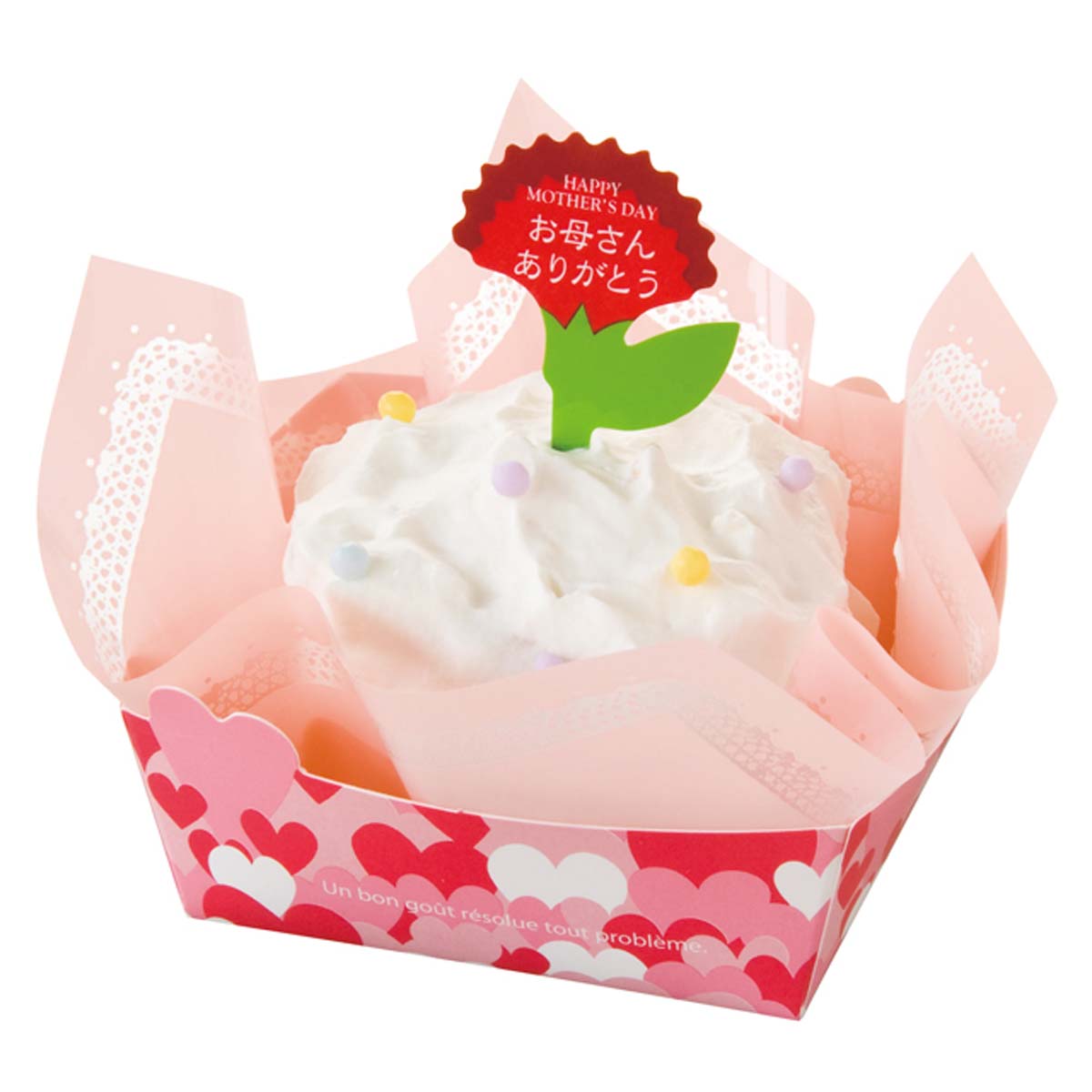 ★53-50-9-2 100枚 母の日ケーキピック(カーネーション)