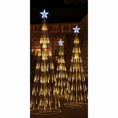 ★58-300-5-2 LEDシャイニングタワークリスマスツリー ホワイトゴールド(高さ210cm)