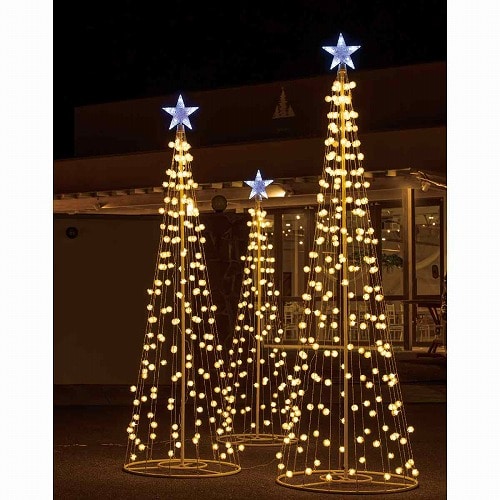 ★58-300-6-1 LEDタワークリスマスツリーケサランパサラン ゴールド(高さ180cm)