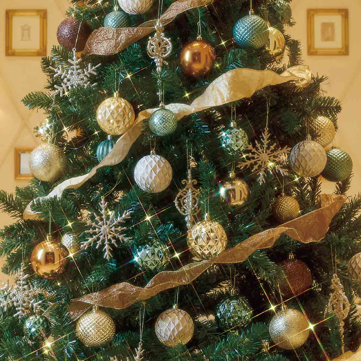 ★58-8-2-4 クリスマスツリーセット ゴールドグリーン高さ240cm