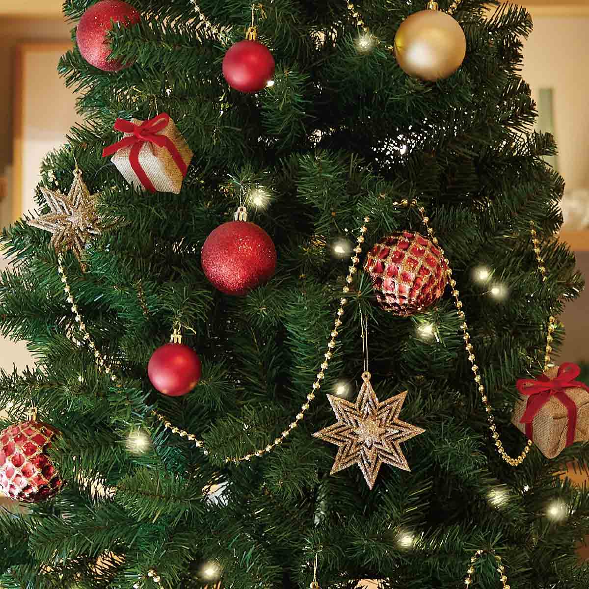 ★58-13-2-2 ウッドポットクリスマスツリーセット レッド高さ180×幅100cm