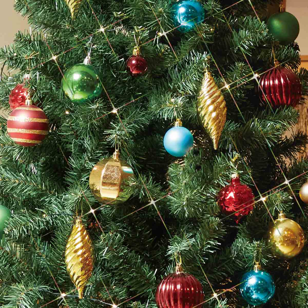 ★58-13-3-4 ウッドポットクリスマスツリーセット カラフル高さ240×幅130cm