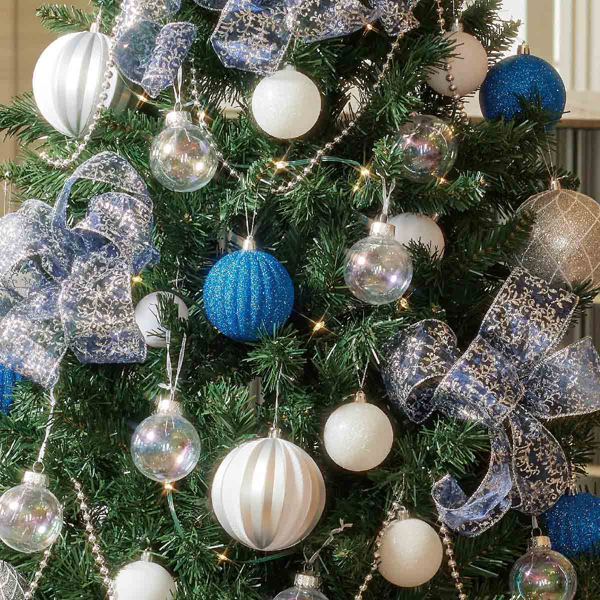 ★58-14-1-3 ウッドポットクリスマスツリーセット ブルーシルバー高さ210×幅112cm