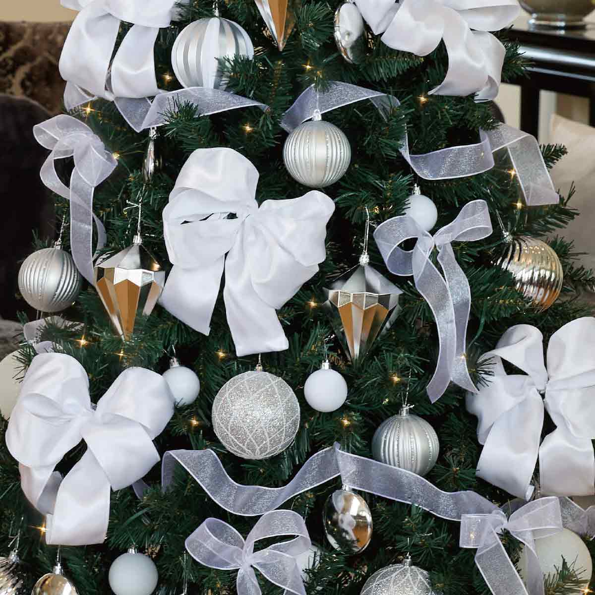 ★58-14-3-3 ウッドポットクリスマスツリーセット ホワイト高さ210×幅112cm