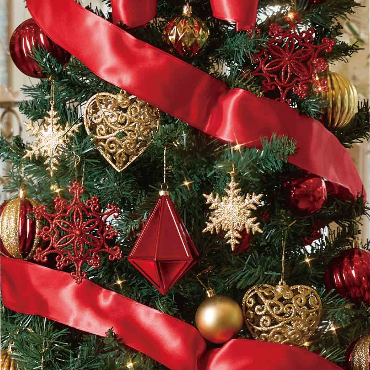 ★58-15-2-2 スクエアベース スリムクリスマスツリーセット レッド高さ180×幅76cm