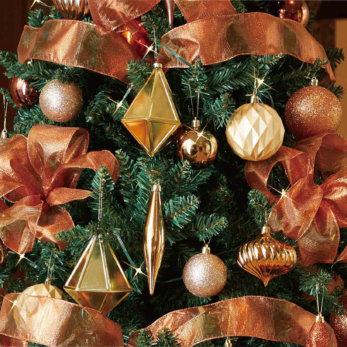★58-18-1-3 ゴージャスクリスマスツリーセット コパーゴールド高さ240×幅132cm