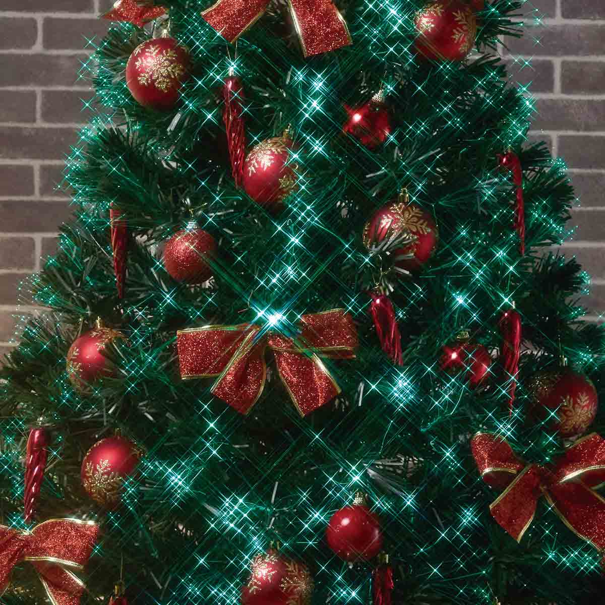 ★58-21-4-3 デコレーションファイバークリスマスツリーセット レッド高さ210×幅100cm