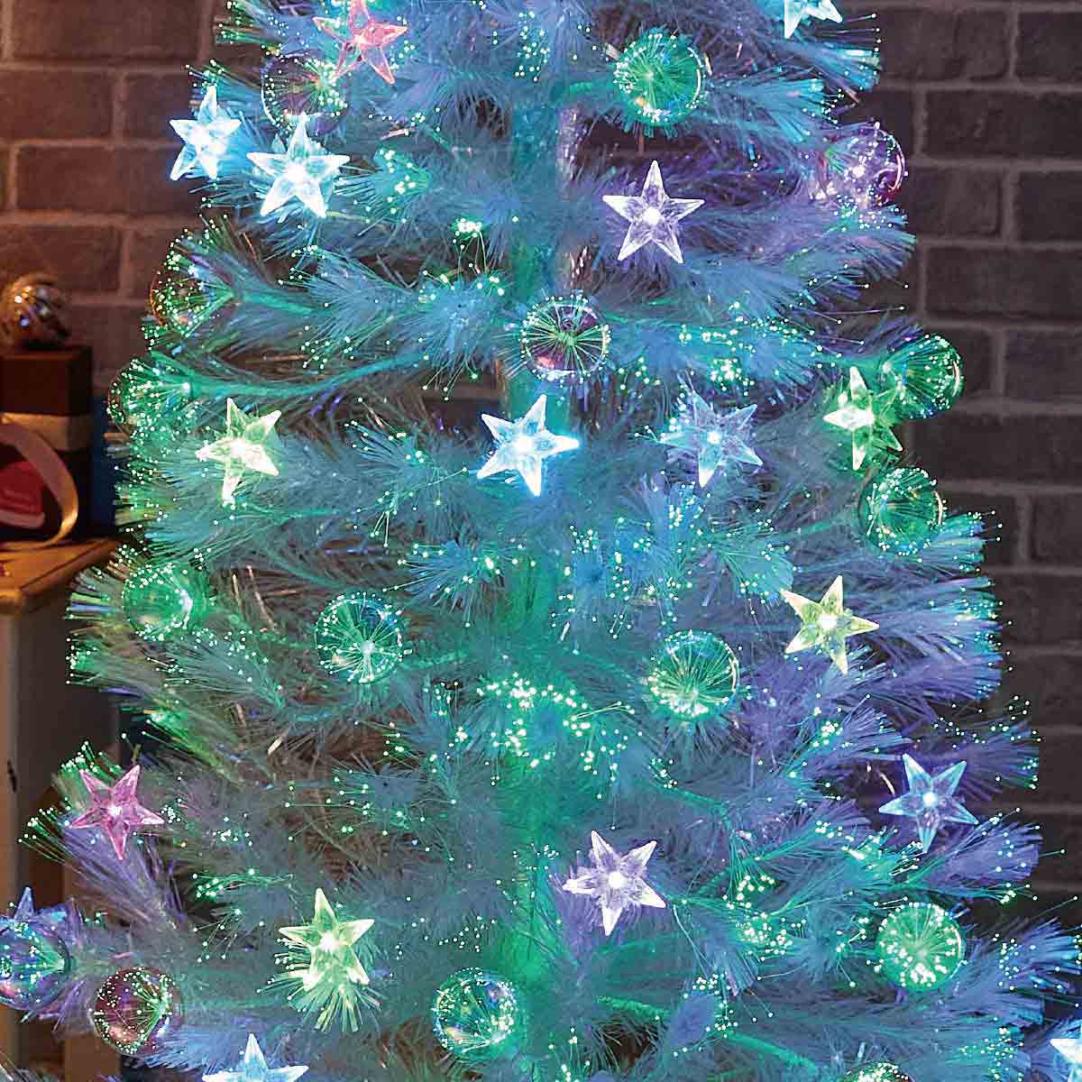 ★58-22-2-4 ホワイトファイバークリスマスツリー レインボースター高さ210×幅90cm