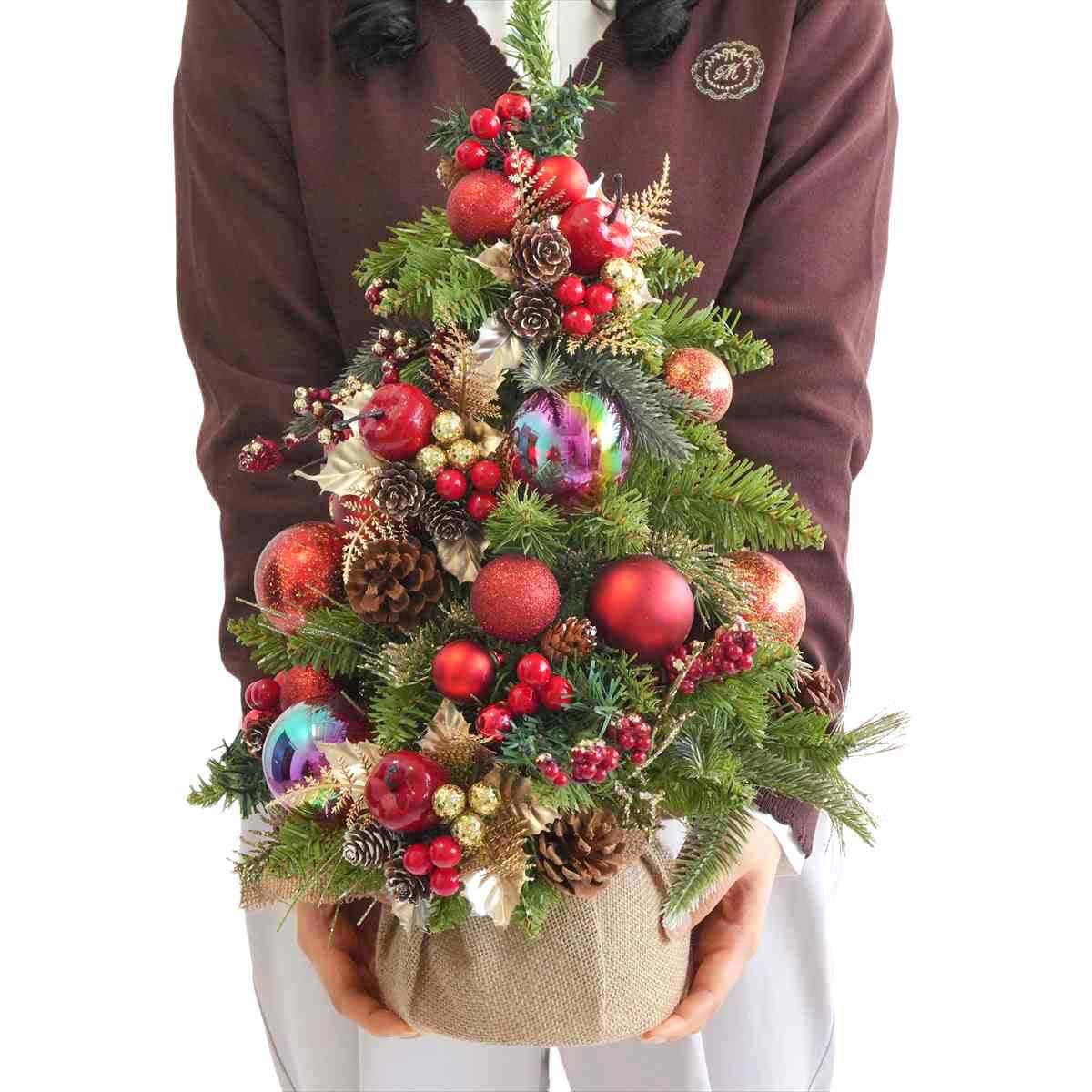 ★58-43-4-1 デコレーション卓上ミニツリー 50cmレッド